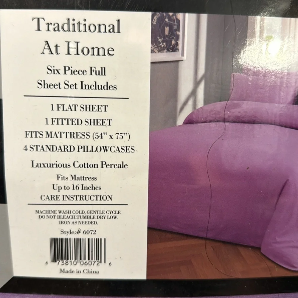Traditional At Home 6pc Full Sheet Set purple Magenta Diamond embossed